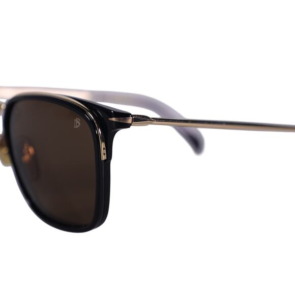 David Beckham Lightweight Square Sunglasses- Black Gold / Brown - NWT - Picture 3 of 9